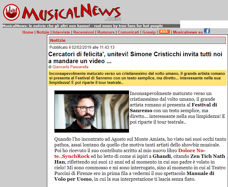 Simone Cristicchi - Musical News online