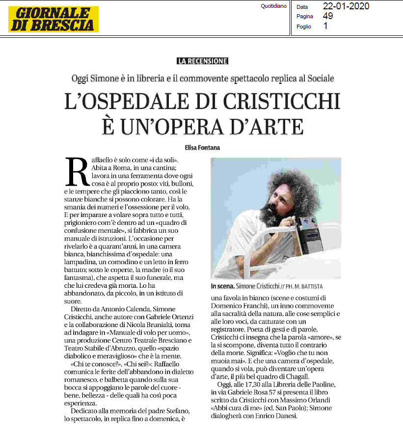 Simone Cristicchi - Recensione Giornale Di Brescia