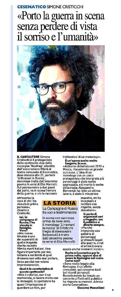 Simone Cristicchi - Il Resto del Carlino ed. Rimini